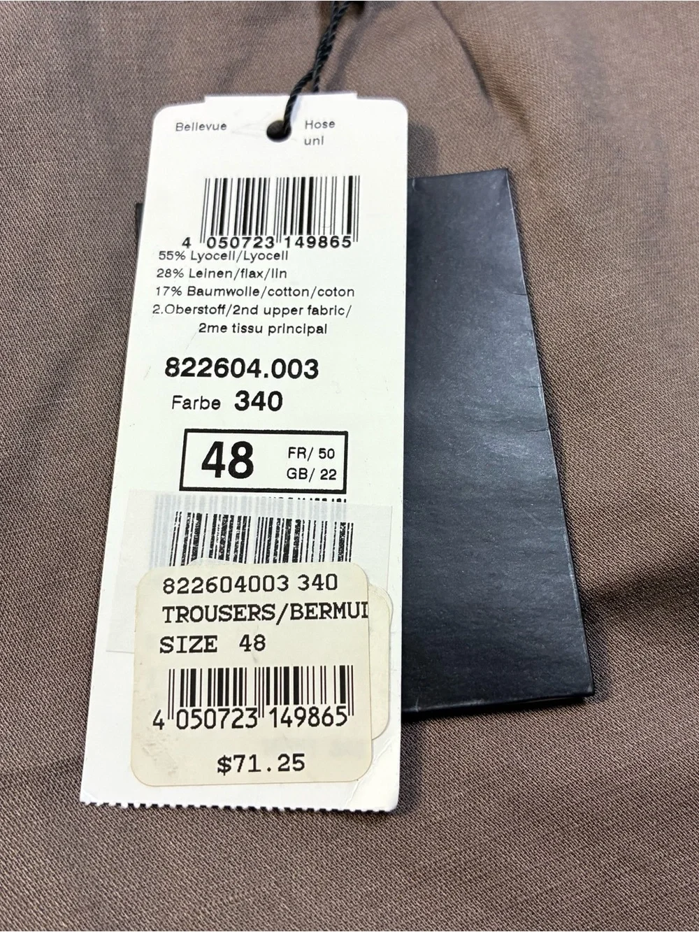 Basler Black Label Womens Linen Lyocell Pants Brown Pleated Dress EU 48 US 18